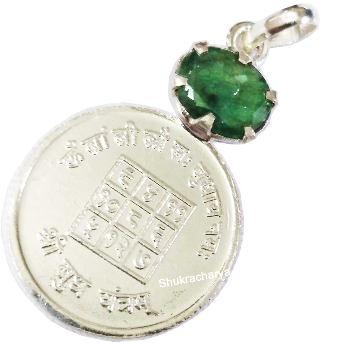 Natural Panna (Emerald) With Budha Yantra Silver Locket; Original ...