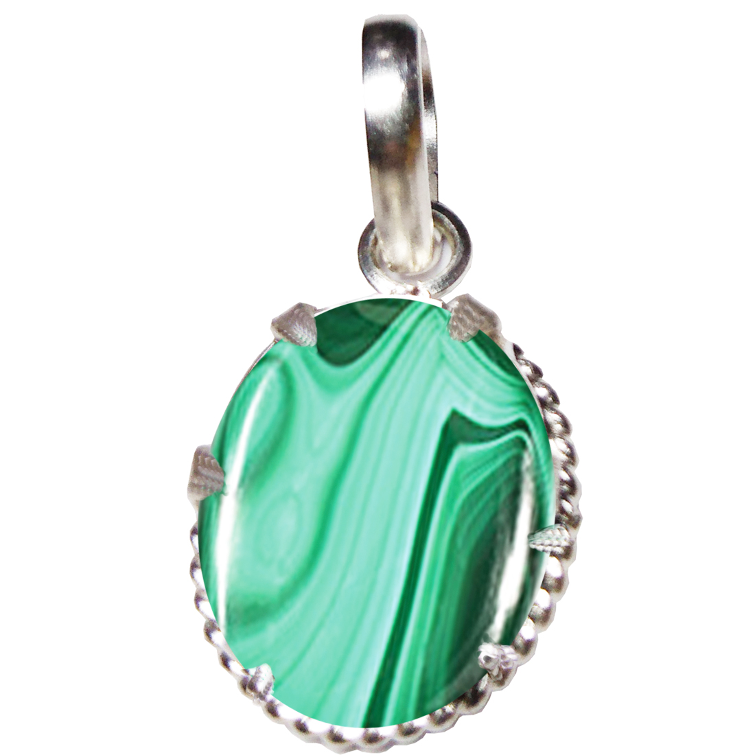 MALACHITE STONE ROUND SHAPE SIMPLE DESIGN PENDANT IN 925 STERLING SILVER  FOR GIRLS AND WOMEN'S – Jain Silver